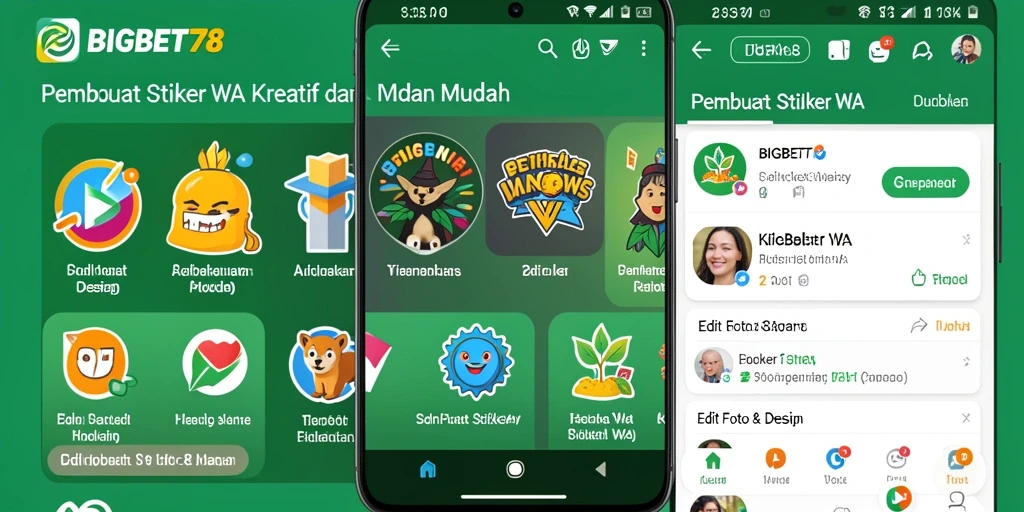 Screenshot antarmuka aplikasi BIGBET78 untuk Pembuat Stiker WA.