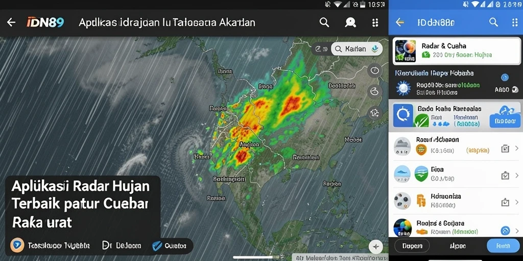 Antarmuka pengguna IDN89 yang menampilkan radar hujan secara jelas.
