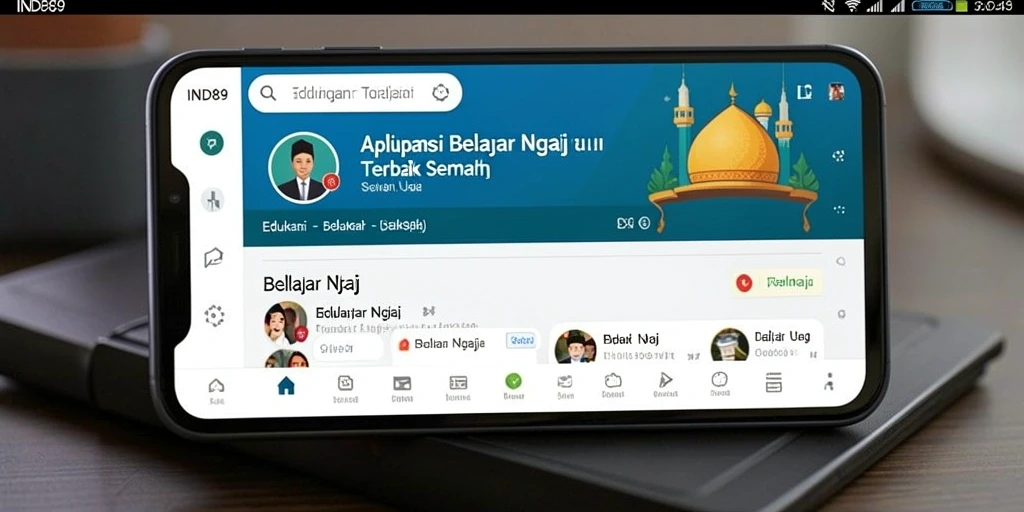 Antarmuka aplikasi IND89 untuk belajar ngaji yang interaktif.