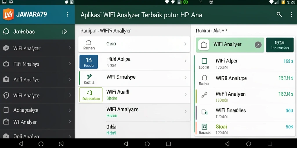 Screenshot antarmuka aplikasi JAWARA79 yang menampilkan analisis WiFi.